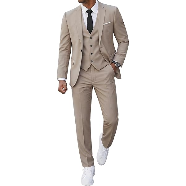 MrSure Men's 3 Piece Suit Blazer, Slim Fit Tux with One Button